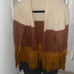 Colorblock Open Front Cardigan